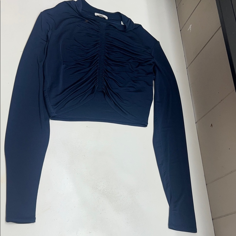 A.L.C. Midnight Blue Ruched Blouse